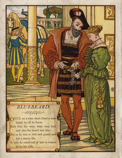 Blåskæg (farve litho) af Walter Crane