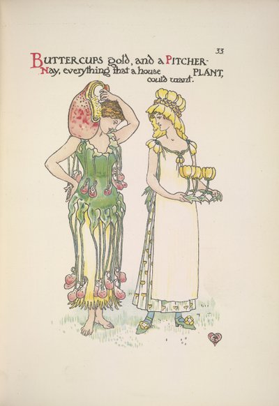 Smørblomstguld og kandeplante. To unge kvinder af Walter Crane