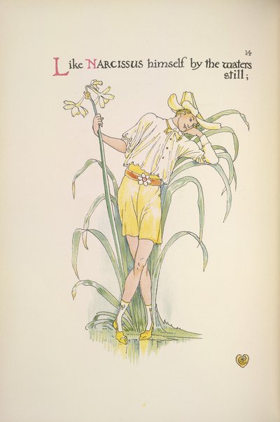 Ved vandet er stille. En ung mand står ved vandkanten af Walter Crane