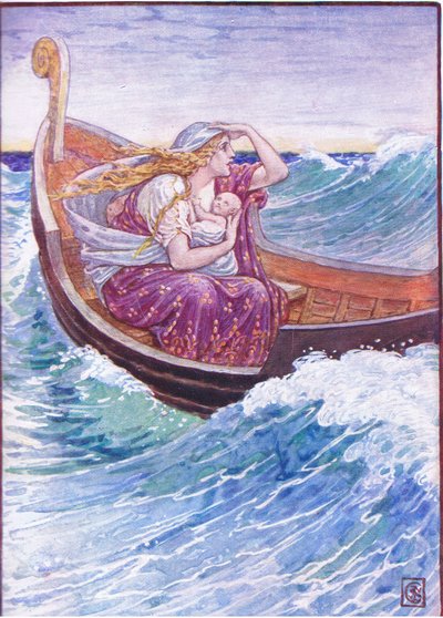 I to dage og to nætter blev båden kastet frem og tilbage, illustration fra The Story of Greece , 1930