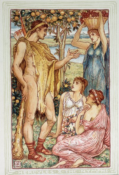 Herkules (Herakles) og nymferne - i "" En vidunderbog for piger og drenge"" af Walter Crane af Walter Crane