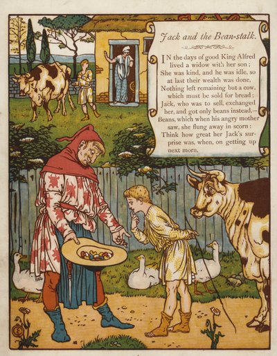 Jack og bønnestakken (litografi i farver) af Walter Crane