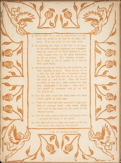 Metode til undervisning i Golden primer. Blomsterkanter med keruber. af Walter Crane