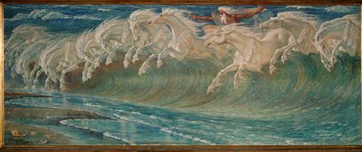 Neptuns heste (olie på lærred) af Walter Crane