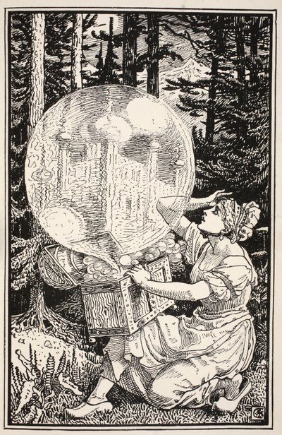 Ud kom en glaskuppel som en sæbeboble, der steg op i luften, illustration fra "Mrs Burton Harrison