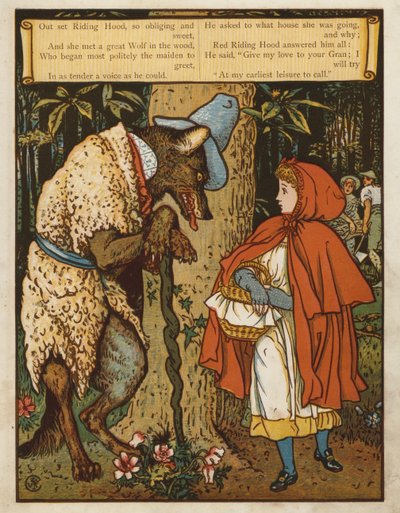 Rødhætte (farve litho) af Walter Crane