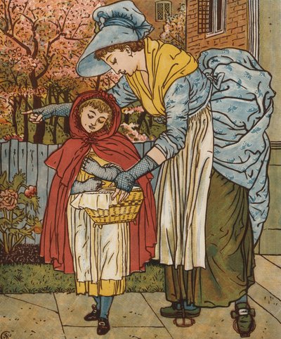 Rødhætte (farve litho) af Walter Crane