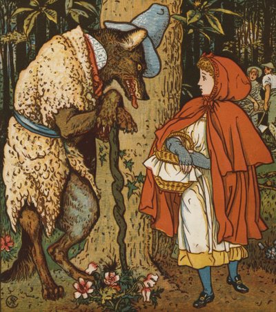 Rødhætte (farve litho) af Walter Crane