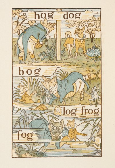 Rimende ord, der ender på bogstavet G. Den gyldne grundbog. af Walter Crane