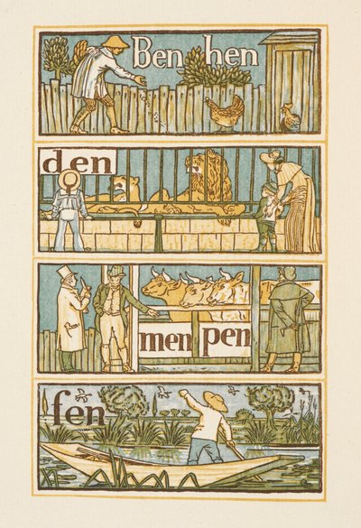 Rimende ord, der ender på bogstavet N . Den gyldne primer. af Walter Crane