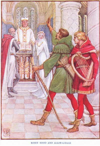 Robin Hood og Alan-a-Dale, ca. 1920 af Walter Crane