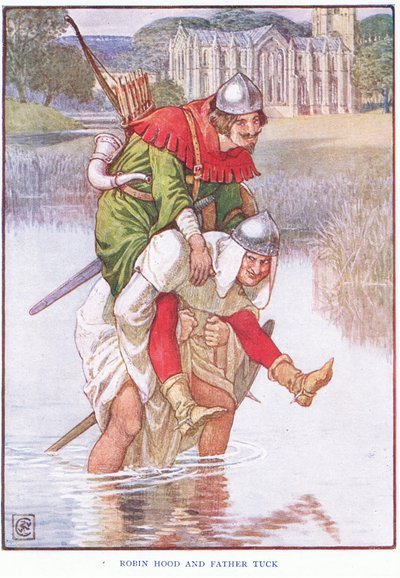 Robin Hood og Fader Tuck, ca. 1920 af Walter Crane