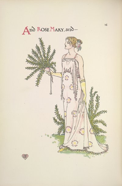 Rose Mary. En ung kvinde holder en plante af Walter Crane