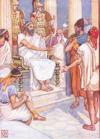 Solon, den kloge lovgiver i Athen, illustration fra The Story of Greece, 1930