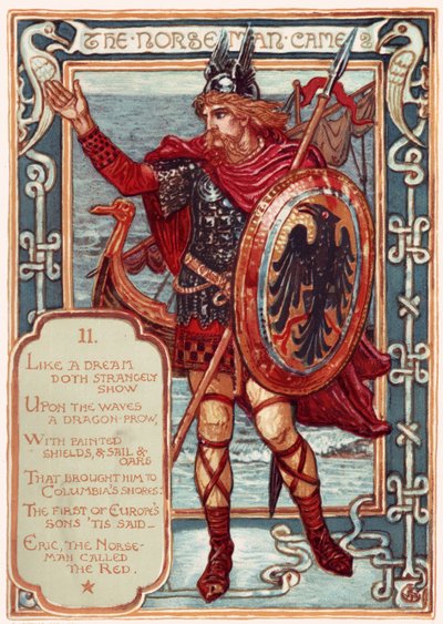 Nordboeren. Fra: Columbias Courtship: A Picture History of the United States, 1893 af Walter Crane