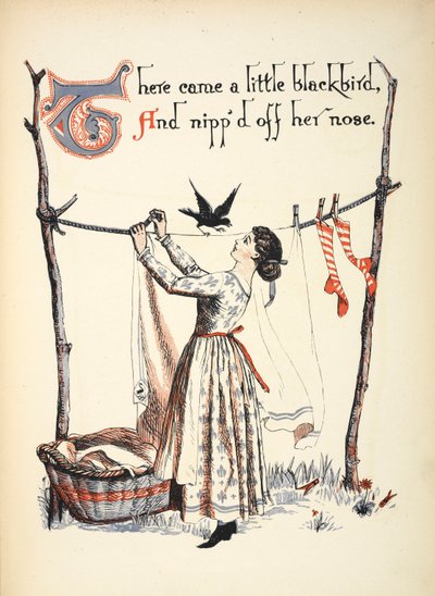 Der kom en lille solsort, og nappede hendes næse af. af Walter Crane