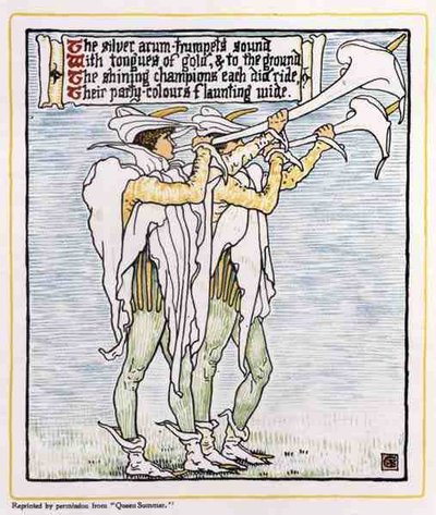 Trompetere med liljer, fra Queen Summer af Walter Crane