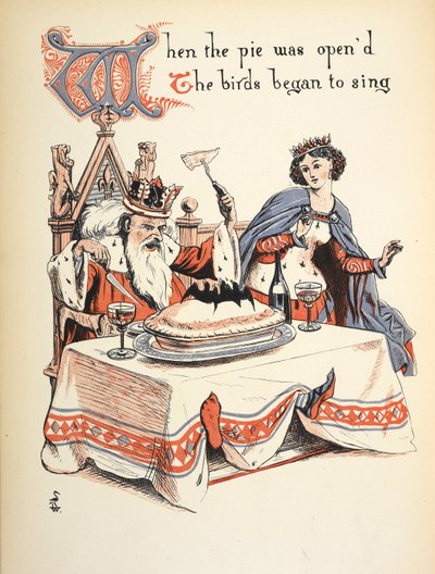 Da tærten var åbnet, begyndte fuglene at synge. af Walter Crane