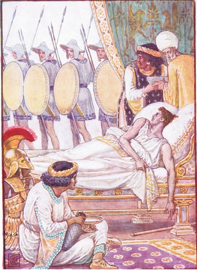 Med en indsats så han på dem, da de passerede, illustration fra The Story of Greece, 1930