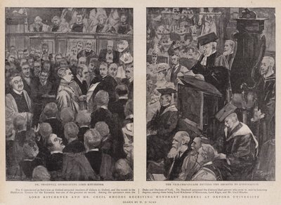 Lord Kitchener og hr. Cecil Rhodes modtager æresgrader ved Oxford University af Walter Duncan