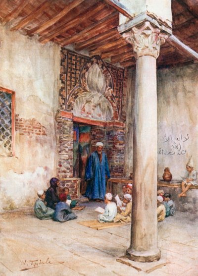En arabisk skole (farvelitografi) af Walter Frederick Roofe Tyndale