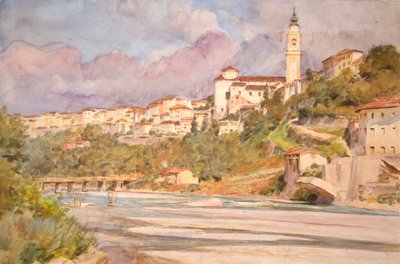 Belluno, Italien 1925 (akvarel) af Walter Frederick Roofe Tyndale