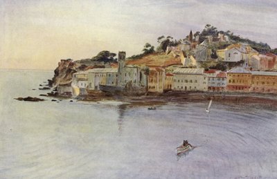 Halvøen, Sestri Levante (farve litho) af Walter Frederick Roofe Tyndale