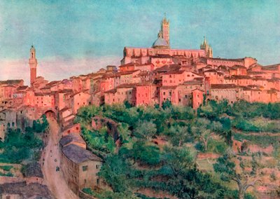 Siena: A Town on a Hill (farvelitografi) af Walter Frederick Roofe Tyndale