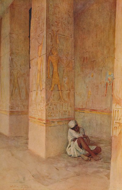 Fødselskolonaden i Hatshepsut-templet, c1905, 1912 af Walter Frederick Roofe Tyndale