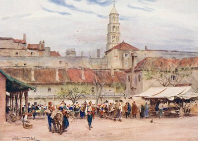 Markedet i Spalato (farvelitografi) af Walter Frederick Roofe Tyndale