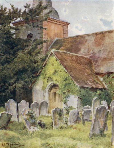 The New Forest: Brokenhurst Church (farve litho) af Walter Frederick Roofe Tyndale