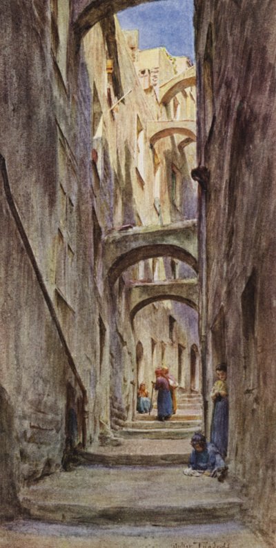 Vicolo Della Provvidenza, Sanremo (farve litho) af Walter Frederick Roofe Tyndale