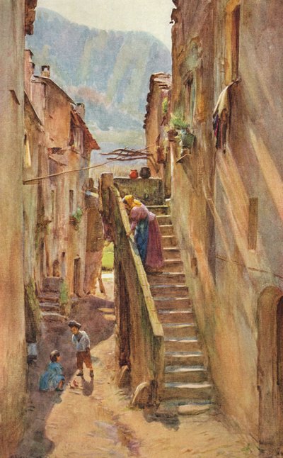 Vicolo del Ponte, Villa Nuova di Albenga, c1910, 1912 af Walter Frederick Roofe Tyndale