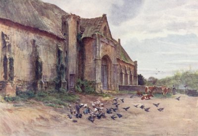 Wessex: A Tithe-Barn, Abbotsbury, nær Weymouth (farvelitografi) af Walter Frederick Roofe Tyndale