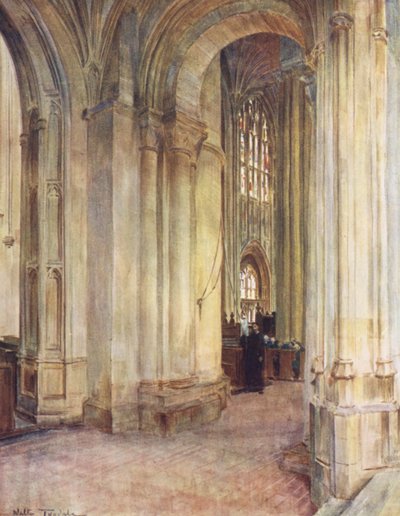 Wessex: Interiør af kloster, Sherborne (farvelitografi) af Walter Frederick Roofe Tyndale