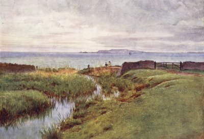 Wessex: Portland fra den nordlige bred af Weymouth Bay (farvelitografi) af Walter Frederick Roofe Tyndale
