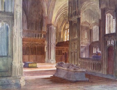 Wessex: Retrokoret, Winchester Catherdral, med kardinal Beauforts og biskop Wayfletes kor (farvelitografi) af Walter Frederick Roofe Tyndale