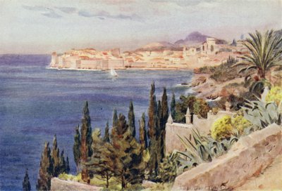 Jugoslavien: Dubrovnik-bugten (farve litho) af Walter Frederick Roofe Tyndale