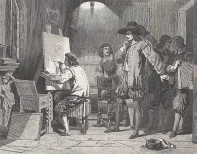 Sebastian Gomez opdaget af sin mester, Murillo, At Work, fra Illustreret L..., 29. april 1848. af Walter George Mason