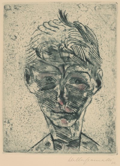 Buste af en ung mand, selvportræt drengehoved, selvportræt, 19221923. af Walter Gramatte