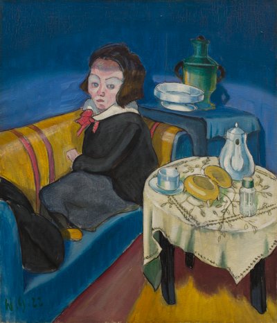 Junge Frau am Tisch (Samowar) af Walter Gramatte