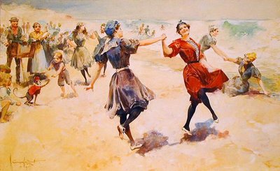 Frolling on the Beach, ca. 1897 (akvarel på illustrationstavle) af Walter Granville Smith