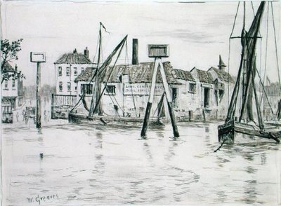 Chelsea Dock (blæk på papir) af Walter Greaves