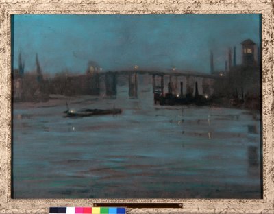 Nocturne, Battersea Old Bridge, London (olie på lærred) af Walter Greaves