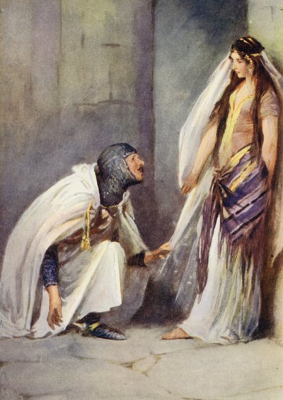 Illustration til Ivanhoe af Sir Walter Scott (farve litho) af Walter Grieve