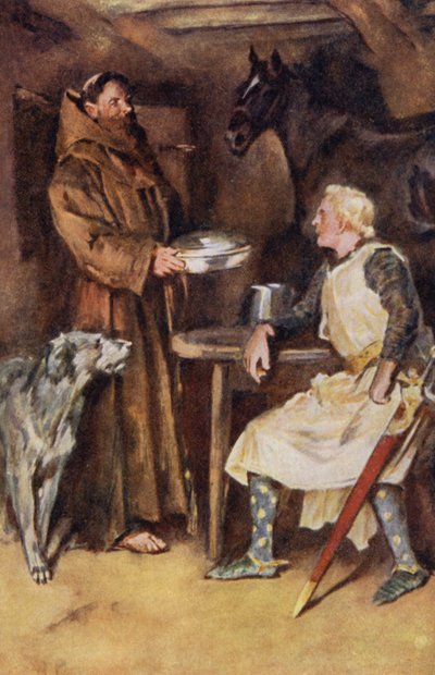 Illustration til Ivanhoe af Sir Walter Scott (farve litho) af Walter Grieve
