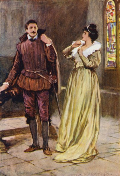 Illustration til Kenilworth af Sir Walter Scott (farvelitografi) af Walter Grieve