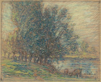 Pil, Longpre, Frankrig, ca.1911-18 (pastel på vævet papir) af Walter Griffin