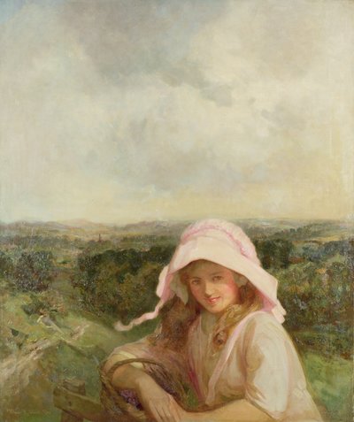 Pige i et landskab af Walter Herbert Allcott