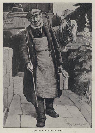 Bæreren på sin runde (litho) af Walter Jenks Morgan
